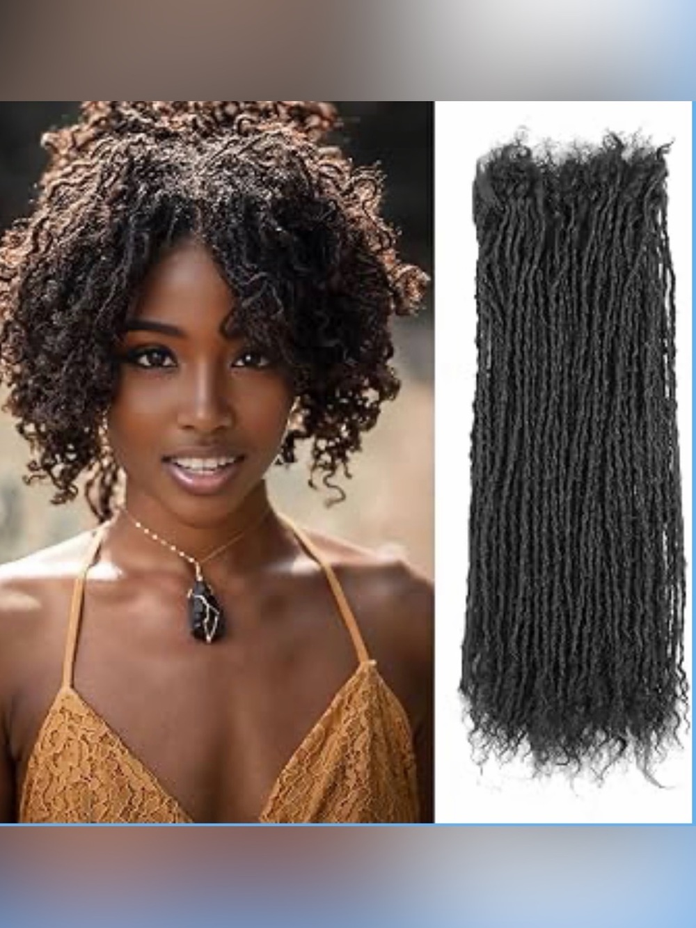 8” Natural Black Micro Sister Locs Human Hair Extension 1cm - 40 strands #TE5